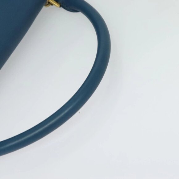 CELINE Trapeze Hand Bag Leather 2way Blue Gold Auth BA2576 - Picture 8 of 16